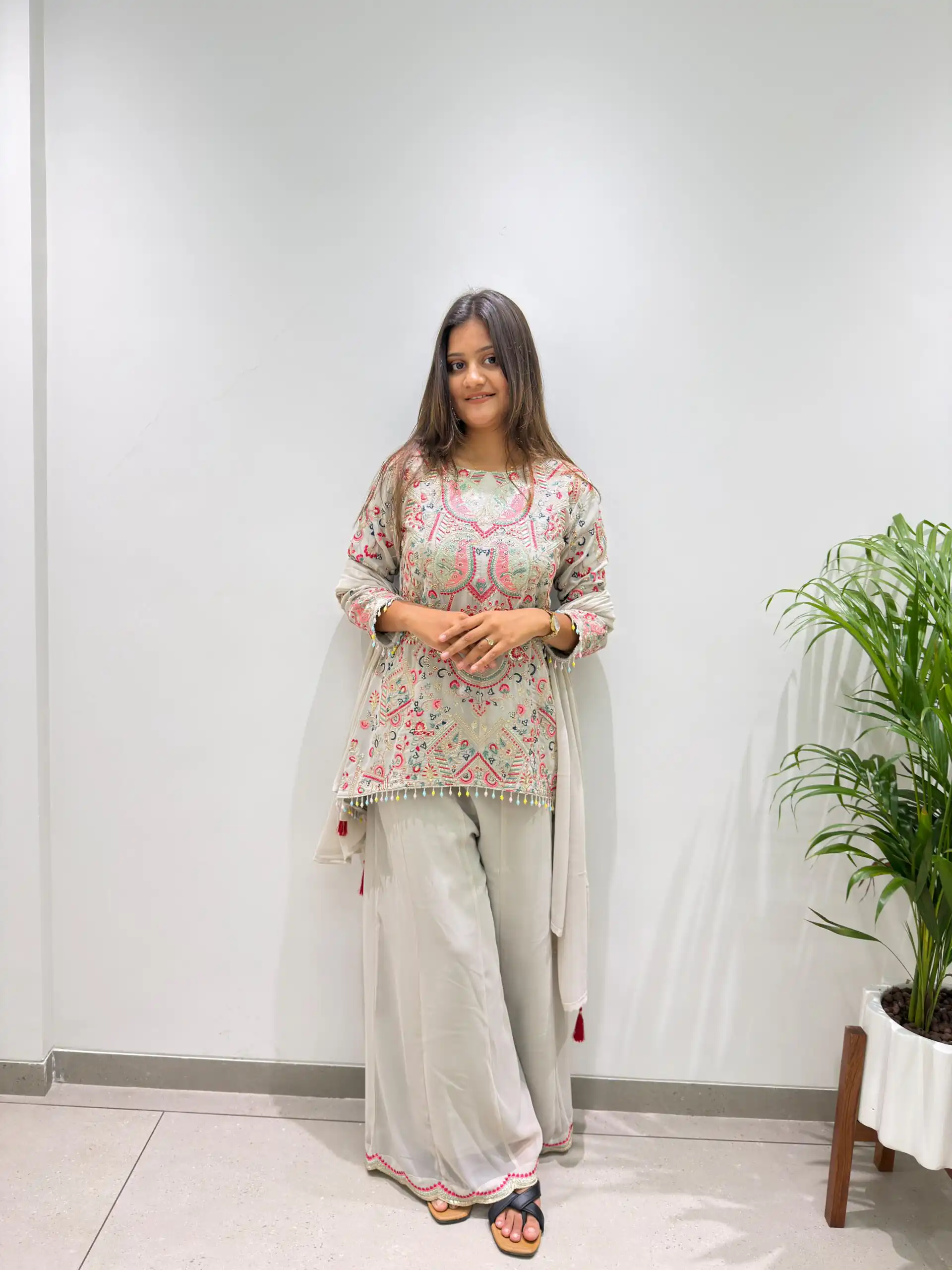 BE 489 Grey Faux Georgette Salwar Suit with Mirror Work & Embroidery Work. Get it for ₹2899. Delivery 4-6 Working Days. Shop now. | Jump Suits, Salwar suit, Casual Suits, Creative suits, Designer Suits, Palazzo Suits, Party Wear Suits, Patiala Suits, Straight Suits