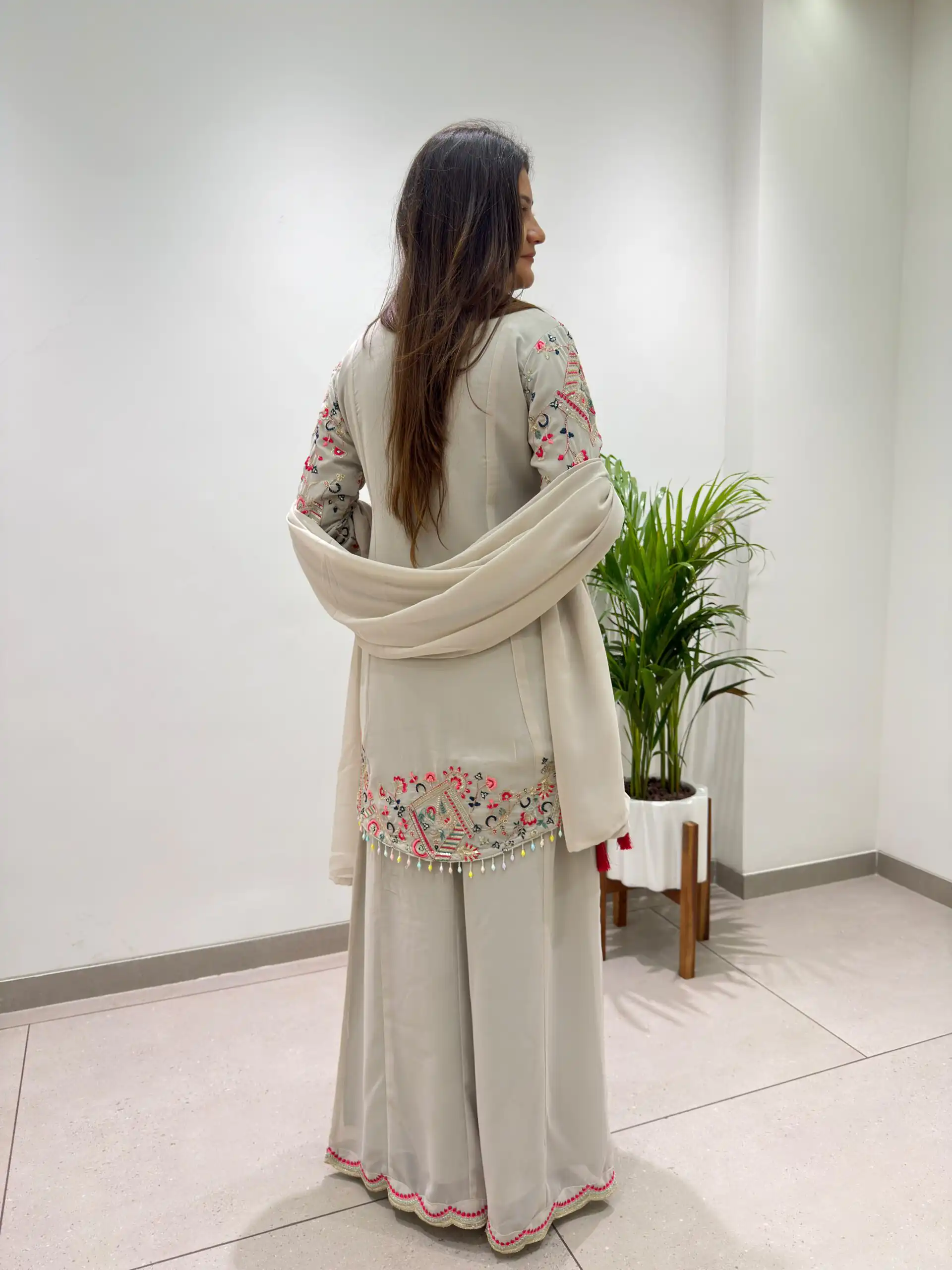 BE 489 Grey Faux Georgette Salwar Suit with Mirror Work & Embroidery Work. Get it for ₹2899. Delivery 4-6 Working Days. Shop now. | Jump Suits, Salwar suit, Casual Suits, Creative suits, Designer Suits, Palazzo Suits, Party Wear Suits, Patiala Suits, Straight Suits