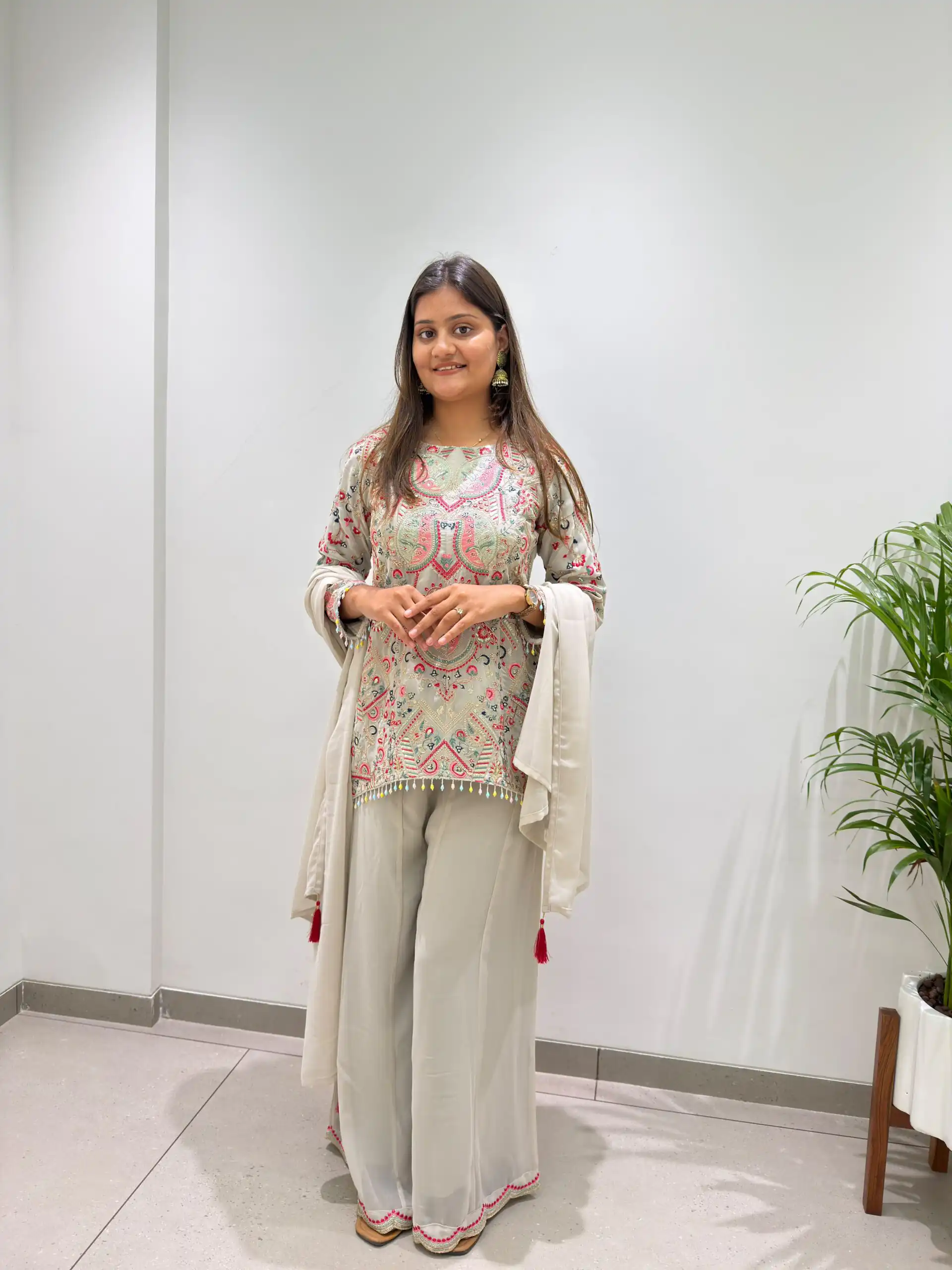 BE 489 Grey Faux Georgette Salwar Suit with Mirror Work & Embroidery Work. Get it for ₹2899. Delivery 4-6 Working Days. Shop now. | Jump Suits, Salwar suit, Casual Suits, Creative suits, Designer Suits, Palazzo Suits, Party Wear Suits, Patiala Suits, Straight Suits