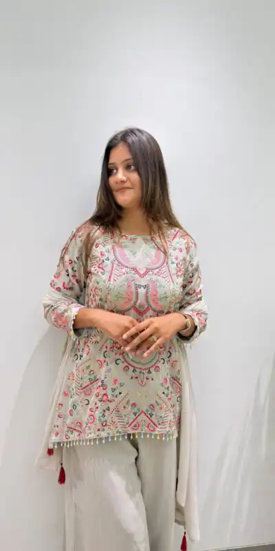 BE 489 Grey Faux Georgette Salwar Suit with Mirror Work & Embroidery Work. Get it for ₹2899. Delivery 4-6 Working Days. Shop now. | Jump Suits, Salwar suit, Casual Suits, Creative suits, Designer Suits, Palazzo Suits, Party Wear Suits, Patiala Suits, Straight Suits