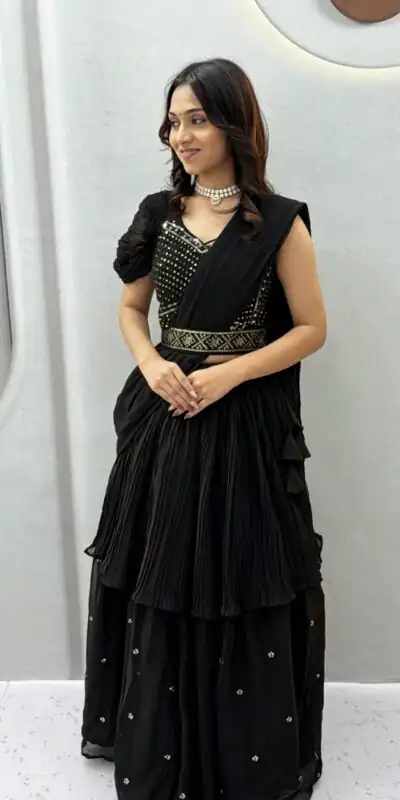 Ram 193 Black | Faux Georgette Lehenga Choli with Embroidery Work & Lace Work. Special Price ₹2149. Delivery 4-6 Working Days. Shop now. | Lehenga, Bollywood Lehenga, Creative Lehenga, Designer Lehenga, Embroidered Lehenga, Party Wear Lehenga