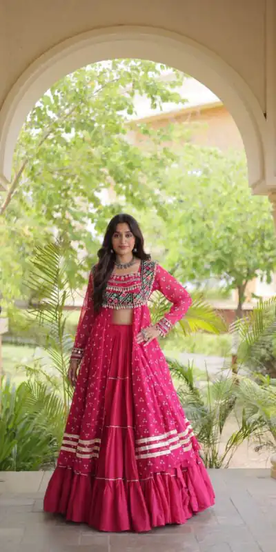 KA 5081 Pink| Faux Georgette Lehenga Choli with Embroidery Work & Lace Work. Special Price ₹3099. Delivery 4-6 Working Days. Shop now. | Lehenga, Bollywood Lehenga, Creative Lehenga, Designer Lehenga, Embroidered Lehenga, Party Wear Lehenga