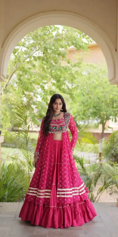 KA 5081 Pink| Faux Georgette Lehenga Choli with Embroidery Work & Lace Work. Special Price ₹3099. Delivery 4-6 Working Days. Shop now. | Lehenga, Bollywood Lehenga, Creative Lehenga, Designer Lehenga, Embroidered Lehenga, Party Wear Lehenga