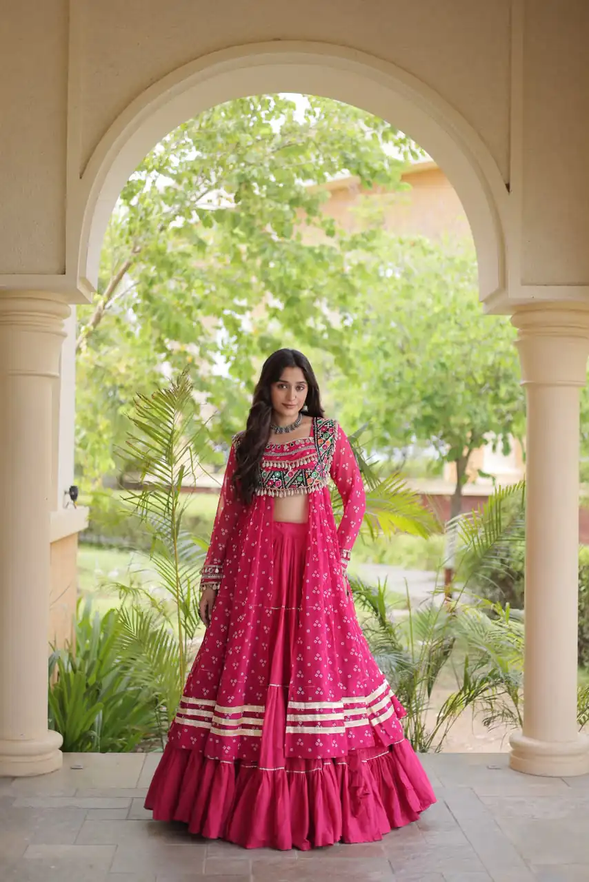 KA 5081 Pink| Faux Georgette Lehenga Choli with Embroidery Work & Lace Work. Special Price ₹3099. Delivery 4-6 Working Days. Shop now. | Lehenga, Bollywood Lehenga, Creative Lehenga, Designer Lehenga, Embroidered Lehenga, Party Wear Lehenga