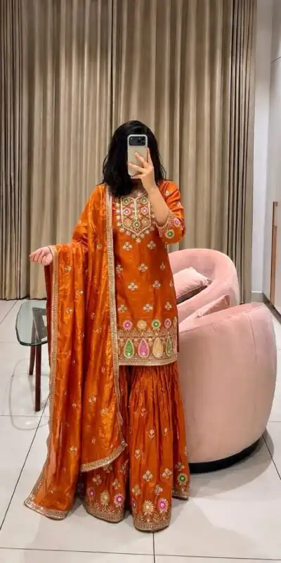 WW 1276 Rust Pure Endy Silk Salwar Suit with Embroidery Work & Sequins Work. Exclusive Offer ₹2399. Delivery 4-6 Working Days. Shop now. | Jump Suits, Salwar suit, Casual Suits, Creative suits, Designer Suits, Palazzo Suits, Party Wear Suits, Patiala Suits, Straight Suits