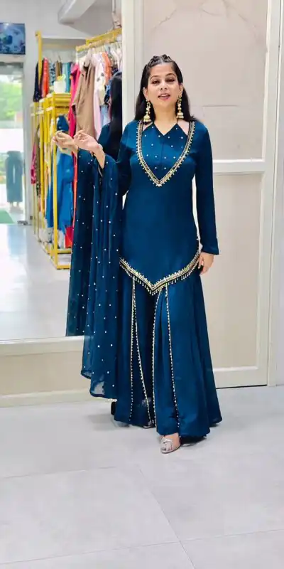 JF 054 Blue Color Roman Silk Salwar Suit with Embroidery Work. Available at ₹2399 only. Delivery 4-6 Working Days. Shop now. | Jump Suits, Salwar suit, Casual Suits, Creative suits, Designer Suits, Palazzo Suits, Party Wear Suits, Patiala Suits, Straight Suits