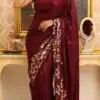 DF 3459 Maroon in Faux Georgette Zari Work & Embroidery Work Saree. Special Price ₹1899. Delivery 4-6 Working Days. Shop now. | Sarees, Bollywood Sarees, Creative Sarees, Designer Sarees, Embroidered Sarees, Ethnic Saree, Modern Digital sarees, Party Wear Sarees