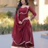 KA 1261 Maroon Silver Crunchy Gown Perfect for Wedding, Party, Durga Puja, Ganesh Chaturthi, Family Gatherings – n. Festive Deal ₹2249. Delivery 4-6 Worki | Gowns, Bollywood Gowns, Creative Gowns, Designer Gowns, Embroidered Gowns, Party Wear Gowns