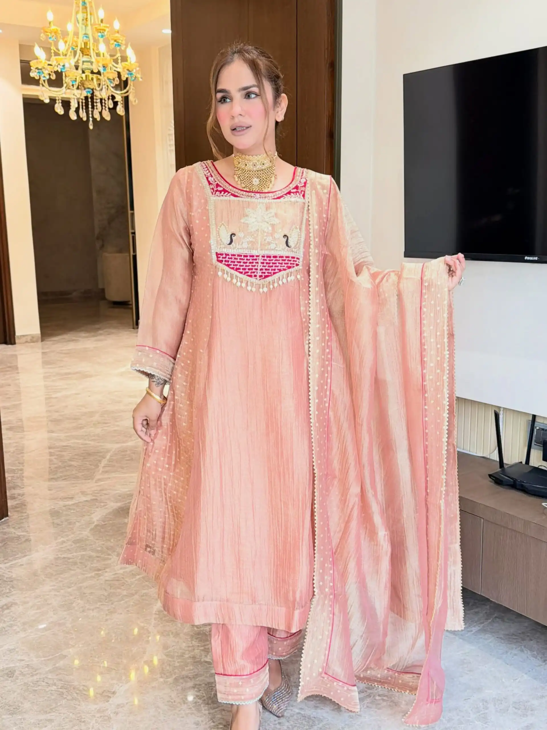 WW 1281 Peach in Salsa Silk Embroidery Work & Sequins Work Salwar Suit . Get it for ₹2899. Delivery 4-6 Working Days. Shop now. | Jump Suits, Salwar suit, Casual Suits, Creative suits, Designer Suits, Palazzo Suits, Party Wear Suits, Patiala Suits, Straight Suits