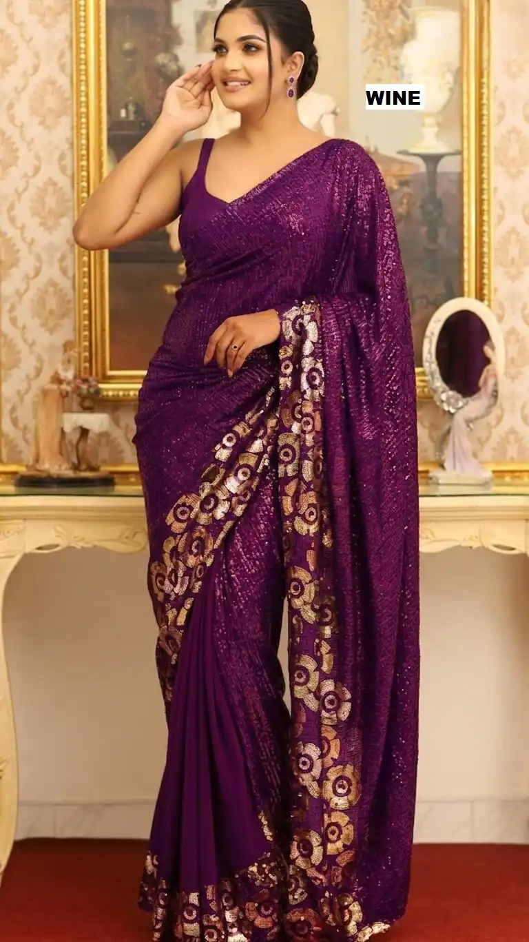 DF 3459 Wine in Faux Georgette Zari Work & Embroidery Work Saree. Special Price ₹1899. Delivery 4-6 Working Days. Shop now. | Sarees, Bollywood Sarees, Creative Sarees, Designer Sarees, Embroidered Sarees, Ethnic Saree, Modern Digital sarees, Party Wear Sarees