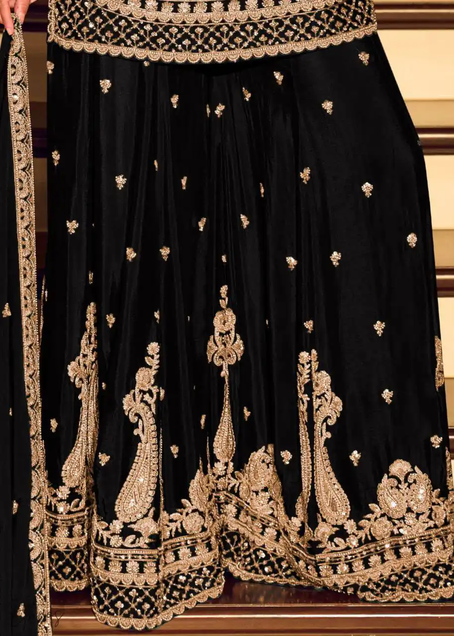 ZB 5067 Black Chinon Silk Salwar Suit Perfect for Wedding, Party, Ganesh Chaturthi, Baby Shower, Makar Sankranti – . Affordable Price ₹2399. /- | Jump Suits, Salwar suit, Casual Suits, Creative suits, Designer Suits, Palazzo Suits, Party Wear Suits, Patiala Suits, Straight Suits