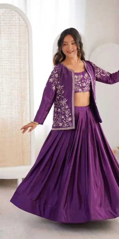 SP 67 Purple Shiny Chinon Silk Sequence Work Lehenga Choli Perfect for Wedding, Party, Ganesh Chaturthi, Baby Shower, Makar Affordable Price ₹2199. /- | Lehenga, Bollywood Lehenga, Creative Lehenga, Designer Lehenga, Embroidered Lehenga, Party Wear Lehenga