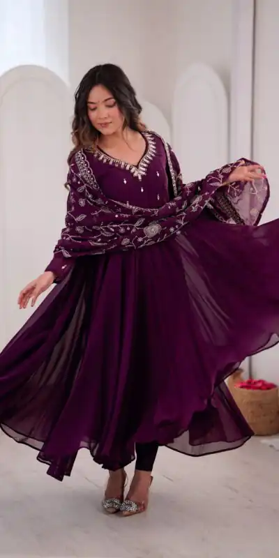 ZF 5025 Wine Faux Georgette Gown Perfect for Wedding, Party, Raksha Bandhan, Temple Visit, Onam – . Get it for ₹2149. Delivery 4-6 Working Days. Shop now | Gowns, Bollywood Gowns, Creative Gowns, Designer Gowns, Embroidered Gowns, Party Wear Gowns