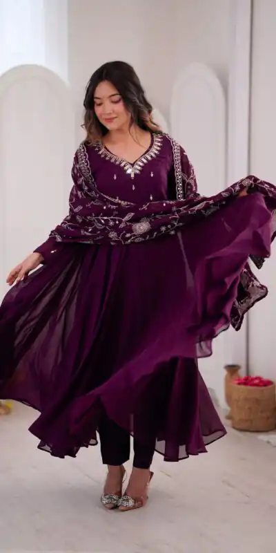 ZF 5025 Wine Faux Georgette Gown Perfect for Wedding, Party, Raksha Bandhan, Temple Visit, Onam – . Get it for ₹2149. Delivery 4-6 Working Days. Shop now | Gowns, Bollywood Gowns, Creative Gowns, Designer Gowns, Embroidered Gowns, Party Wear Gowns