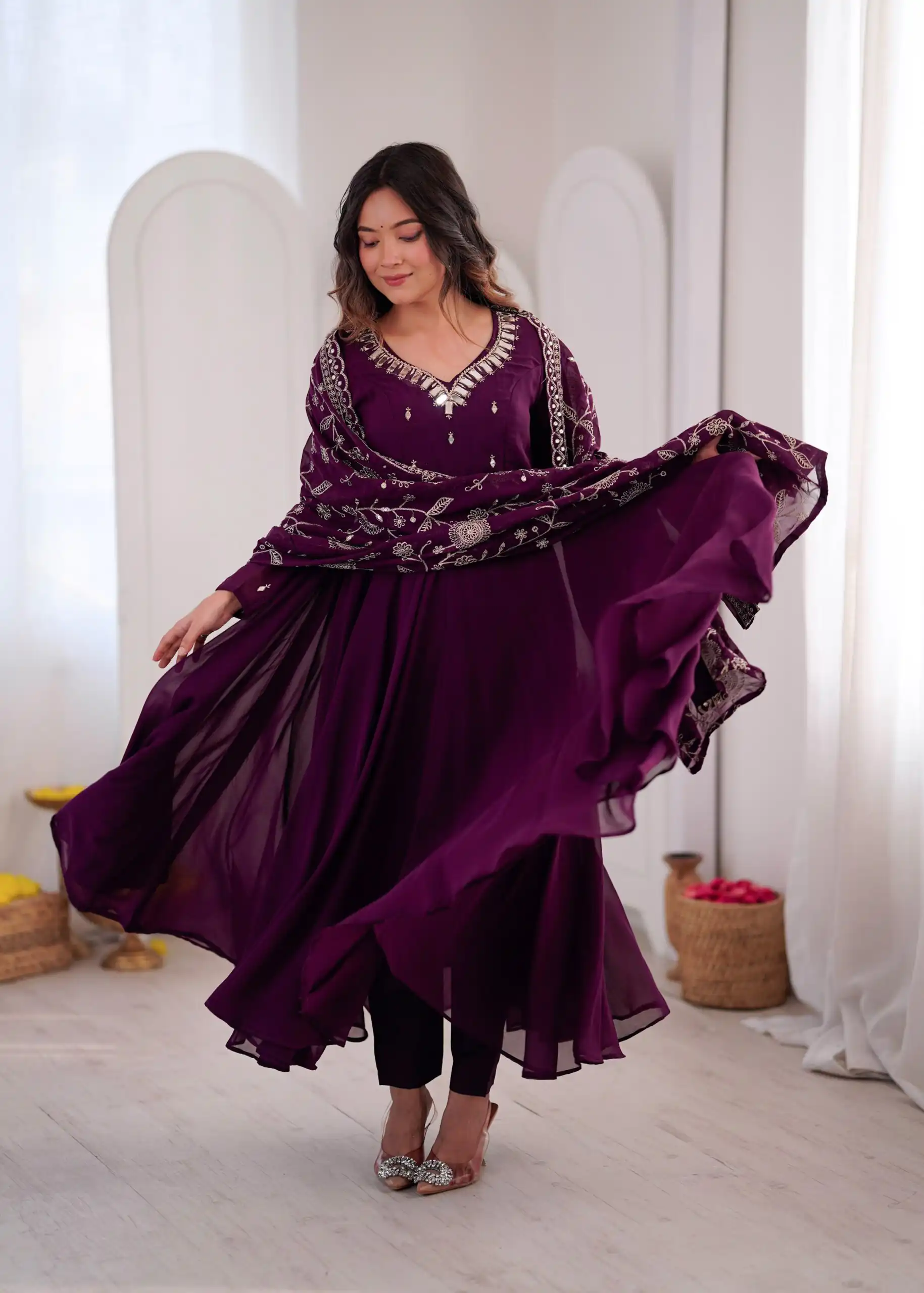 ZF 5025 Wine Faux Georgette Gown Perfect for Wedding, Party, Raksha Bandhan, Temple Visit, Onam – . Get it for ₹2149. Delivery 4-6 Working Days. Shop now | Gowns, Bollywood Gowns, Creative Gowns, Designer Gowns, Embroidered Gowns, Party Wear Gowns