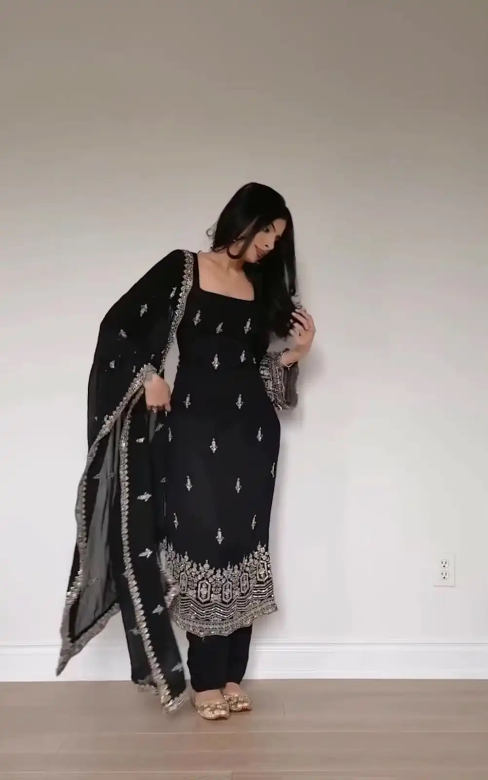 ST 1146 Black in Faux Georgette Embroidery Work Salwar Suit . Available at ₹2099 only. Delivery 4-6 Working Days. Shop now. | Jump Suits, Salwar suit, Casual Suits, Creative suits, Designer Suits, Palazzo Suits, Party Wear Suits, Patiala Suits, Straight Suits