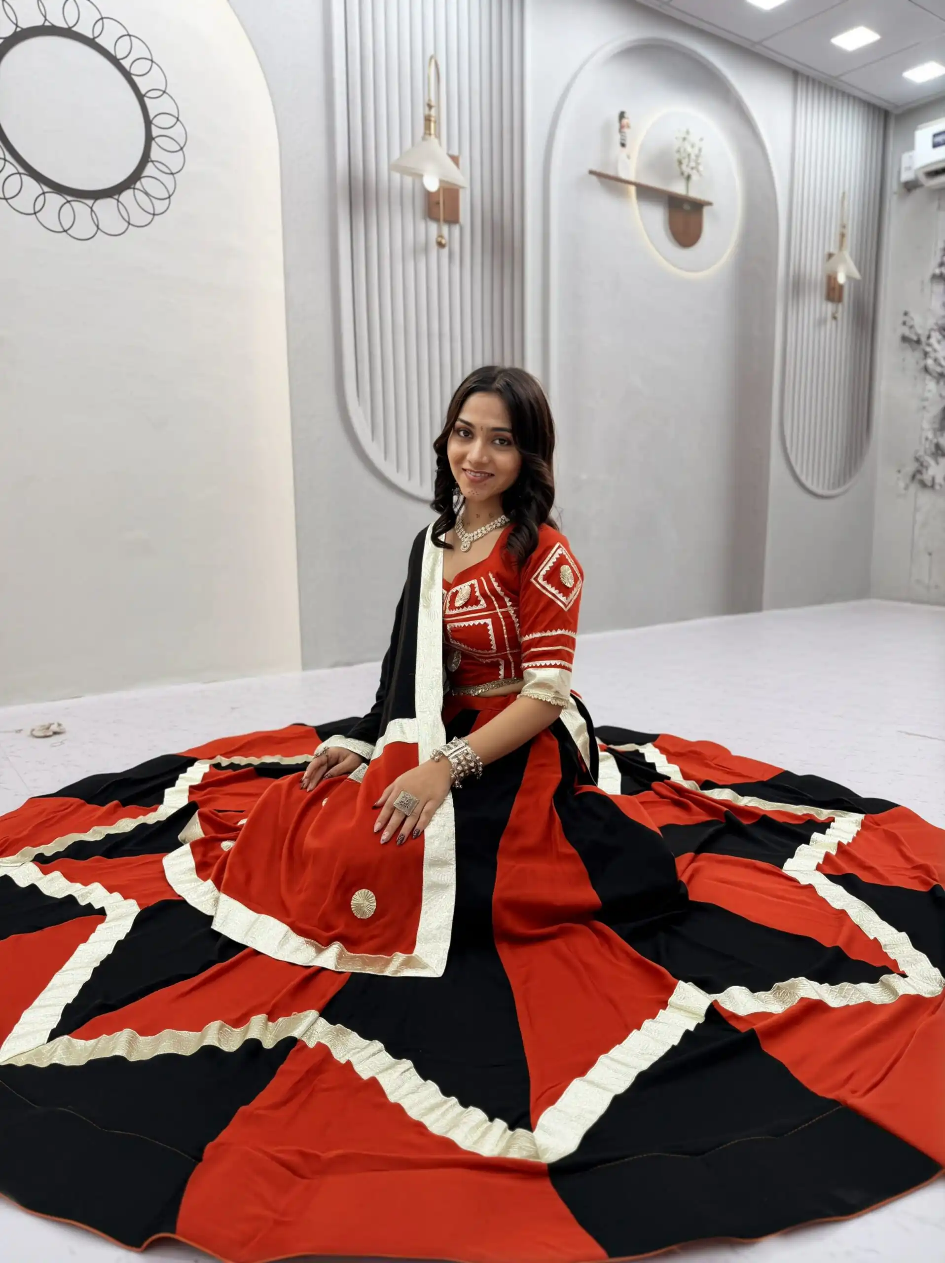 Ram 191 Black Color Pure Cotton Lehenga Choli with Cowrie Work. Festive Deal ₹2849. Delivery 4-6 Working Days. Online Shop now. | Lehenga, Bollywood Lehenga, Creative Lehenga, Designer Lehenga, Embroidered Lehenga, Party Wear Lehenga