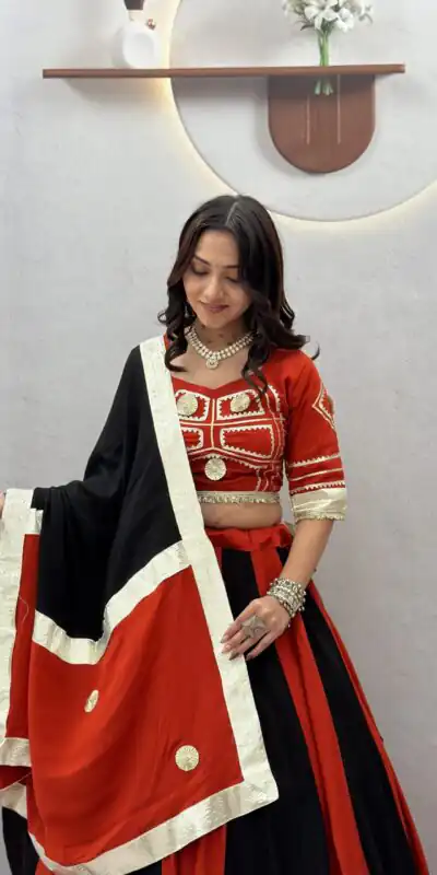 Ram 191 Black Color Pure Cotton Lehenga Choli with Cowrie Work. Festive Deal ₹2849. Delivery 4-6 Working Days. Online Shop now. | Lehenga, Bollywood Lehenga, Creative Lehenga, Designer Lehenga, Embroidered Lehenga, Party Wear Lehenga