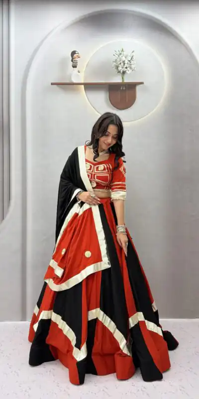 Ram 191 Black Color Pure Cotton Lehenga Choli with Cowrie Work. Festive Deal ₹2849. Delivery 4-6 Working Days. Online Shop now. | Lehenga, Bollywood Lehenga, Creative Lehenga, Designer Lehenga, Embroidered Lehenga, Party Wear Lehenga