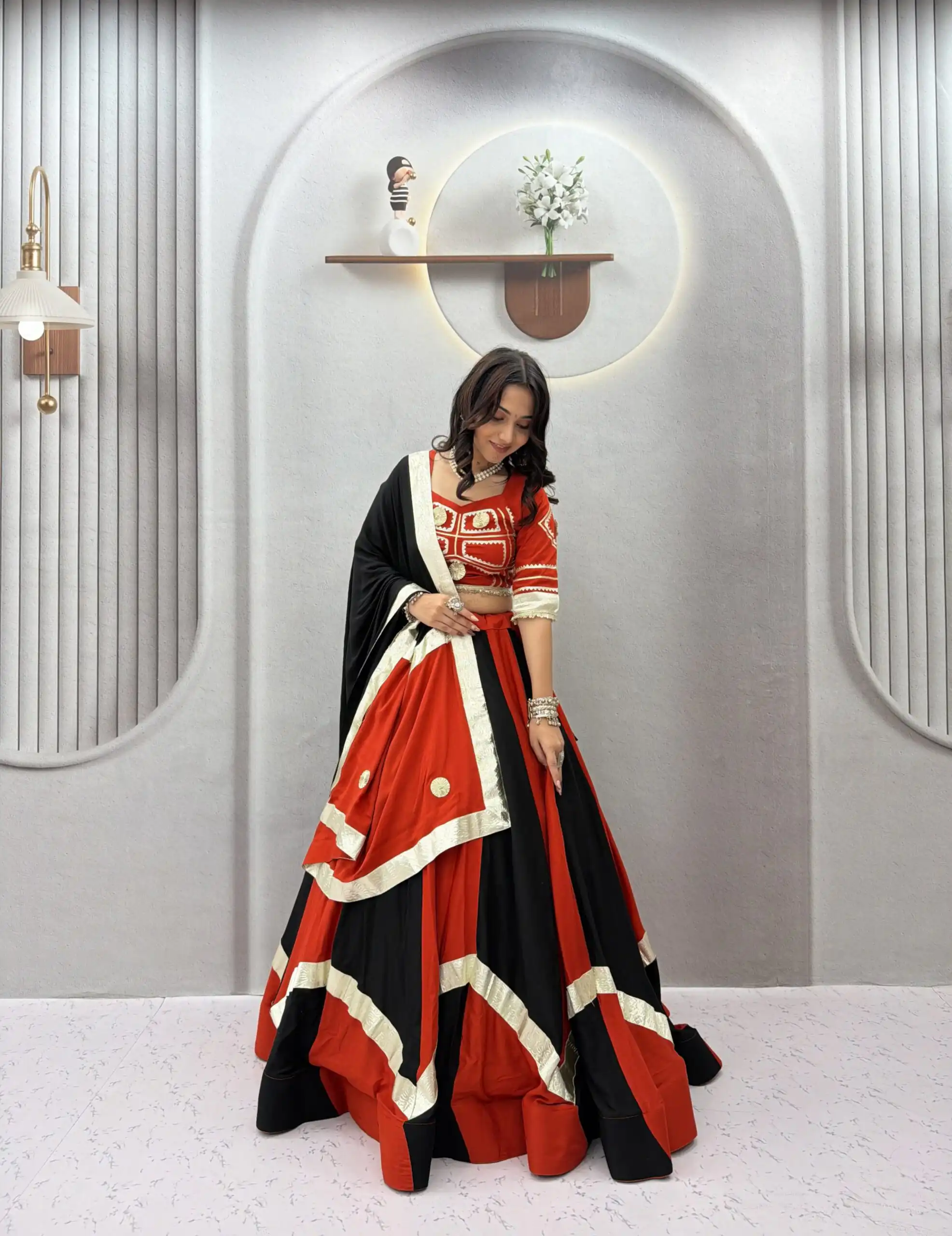 Ram 191 Black Color Pure Cotton Lehenga Choli with Cowrie Work. Festive Deal ₹2849. Delivery 4-6 Working Days. Online Shop now. | Lehenga, Bollywood Lehenga, Creative Lehenga, Designer Lehenga, Embroidered Lehenga, Party Wear Lehenga