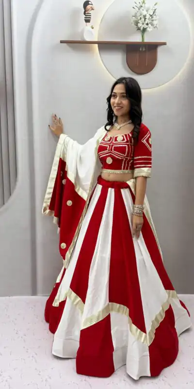 Ram 191 White Color Pure Cotton Lehenga Choli with Cowrie Work. Festive Deal ₹2849. Delivery 4-6 Working Days. Online Shop now. | Lehenga, Bollywood Lehenga, Creative Lehenga, Designer Lehenga, Embroidered Lehenga, Party Wear Lehenga