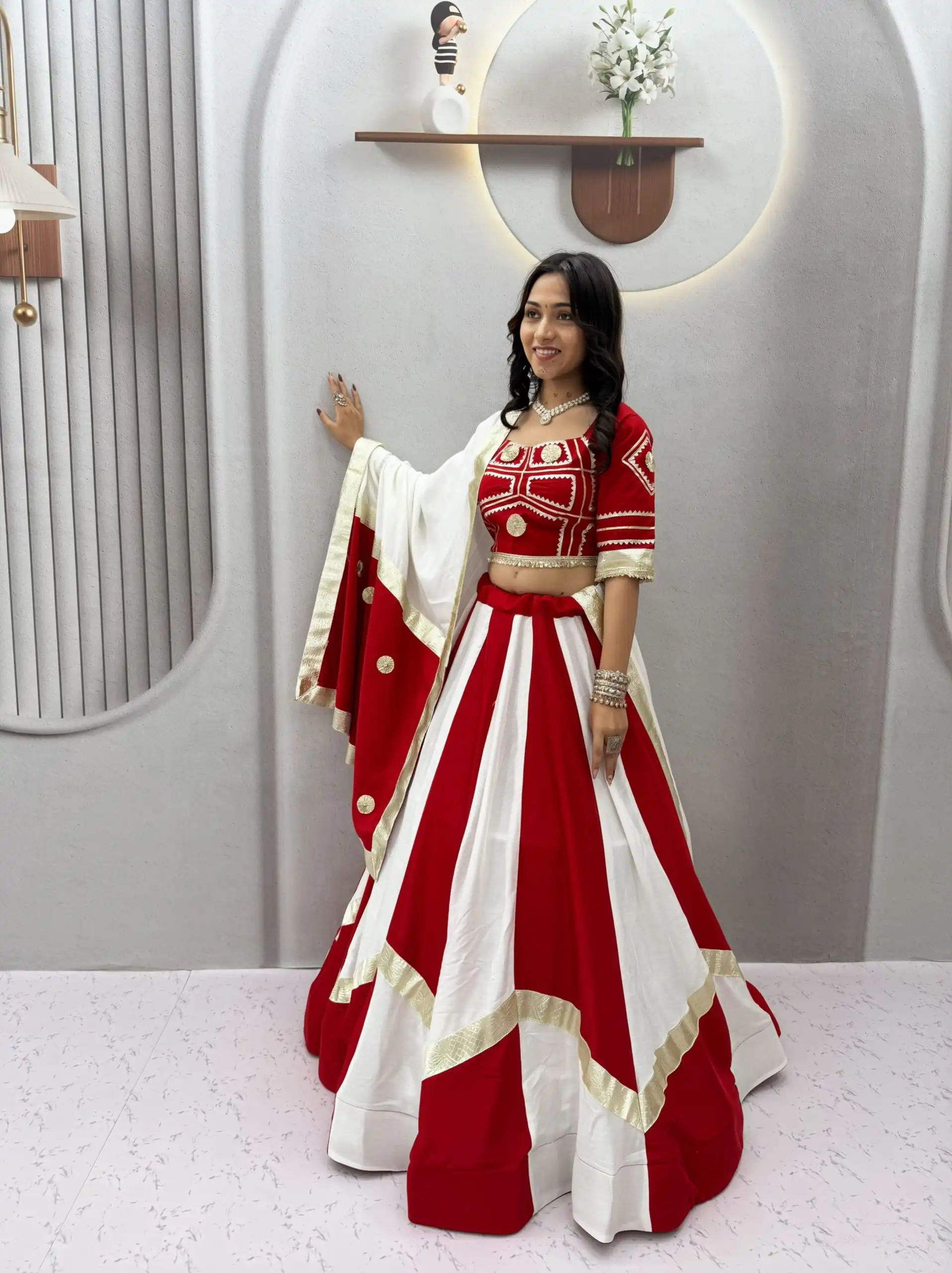 Ram 191 White Color Pure Cotton Lehenga Choli with Cowrie Work. Festive Deal ₹2849. Delivery 4-6 Working Days. Online Shop now. | Lehenga, Bollywood Lehenga, Creative Lehenga, Designer Lehenga, Embroidered Lehenga, Party Wear Lehenga