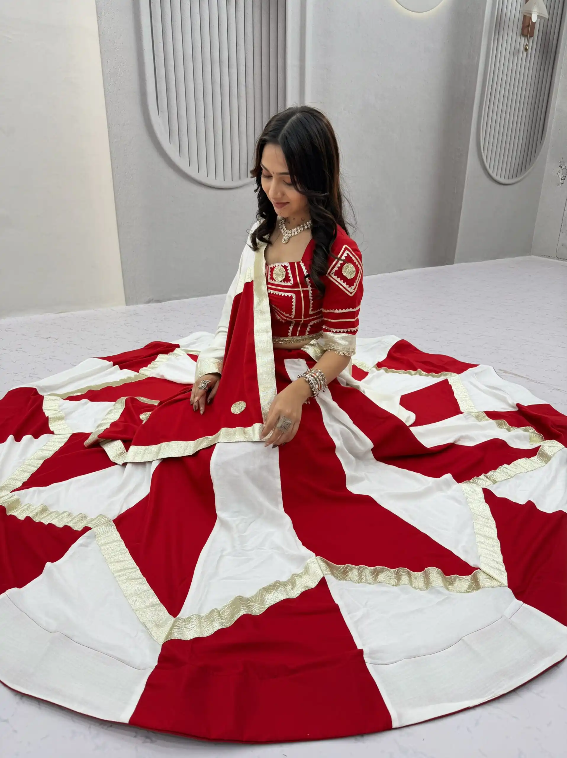 Ram 191 White Color Pure Cotton Lehenga Choli with Cowrie Work. Festive Deal ₹2849. Delivery 4-6 Working Days. Online Shop now. | Lehenga, Bollywood Lehenga, Creative Lehenga, Designer Lehenga, Embroidered Lehenga, Party Wear Lehenga