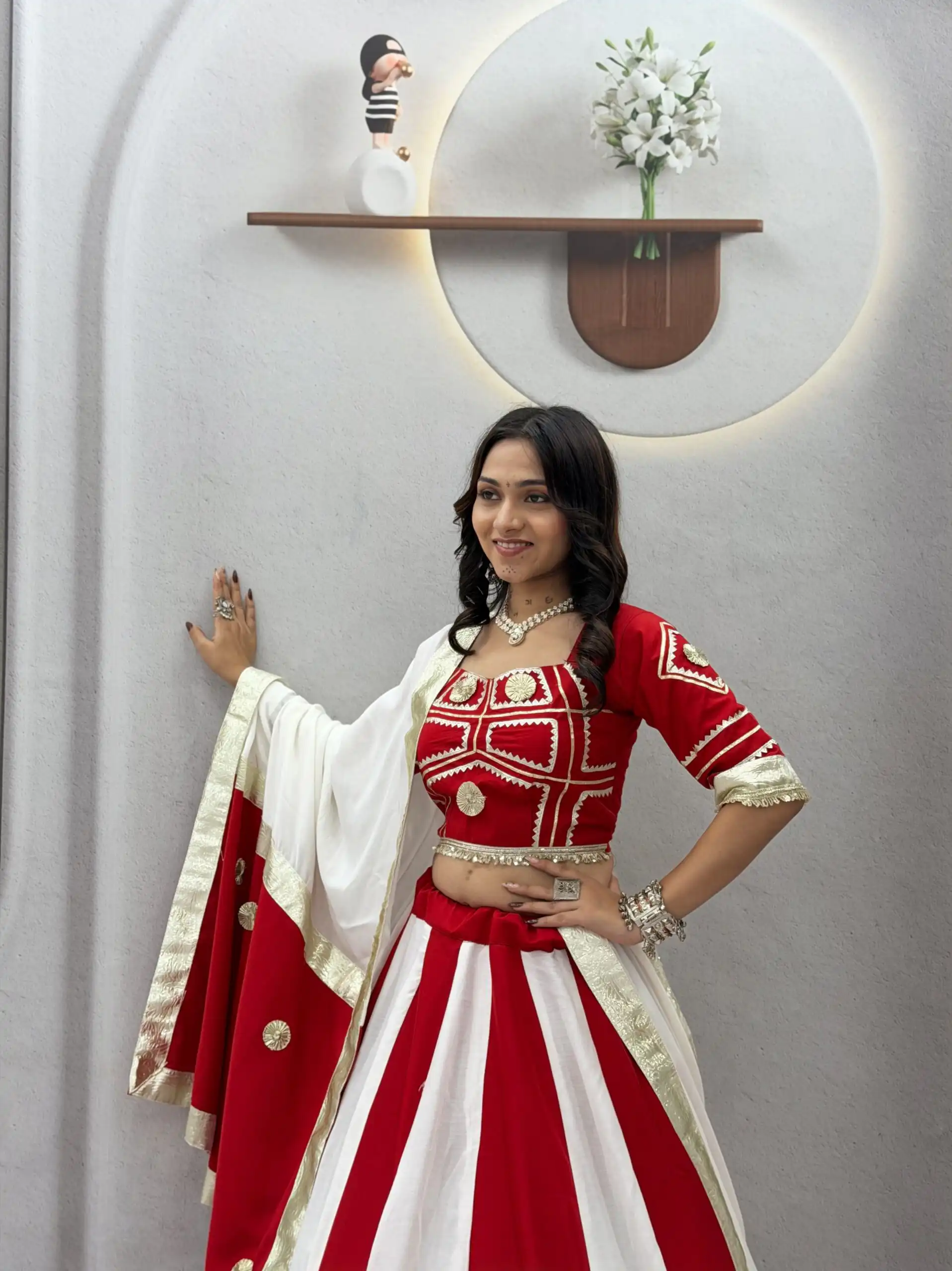 Ram 191 White Color Pure Cotton Lehenga Choli with Cowrie Work. Festive Deal ₹2849. Delivery 4-6 Working Days. Online Shop now. | Lehenga, Bollywood Lehenga, Creative Lehenga, Designer Lehenga, Embroidered Lehenga, Party Wear Lehenga