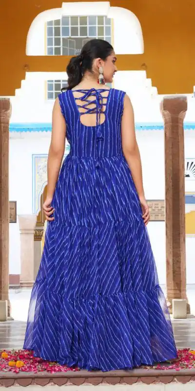 Ram 112 Blue in Colour Faux Georgette Bandhani Print Work Gown. Available at ₹1949 only. Delivery 4-6 Working Days. Shop now. | Gowns, Bollywood Gowns, Creative Gowns, Designer Gowns, Embroidered Gowns, Party Wear Gowns