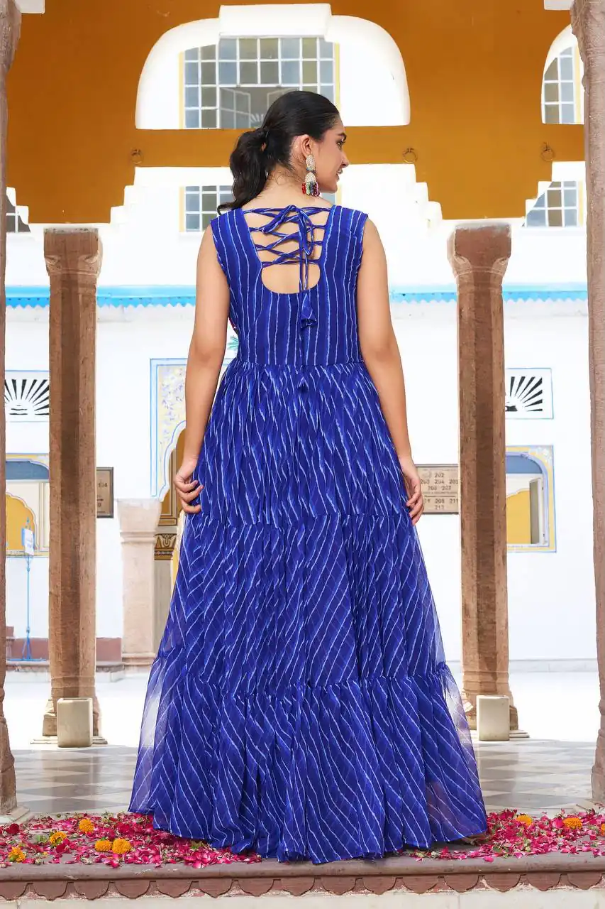 Ram 112 Blue in Colour Faux Georgette Bandhani Print Work Gown. Available at ₹1949 only. Delivery 4-6 Working Days. Shop now. | Gowns, Bollywood Gowns, Creative Gowns, Designer Gowns, Embroidered Gowns, Party Wear Gowns