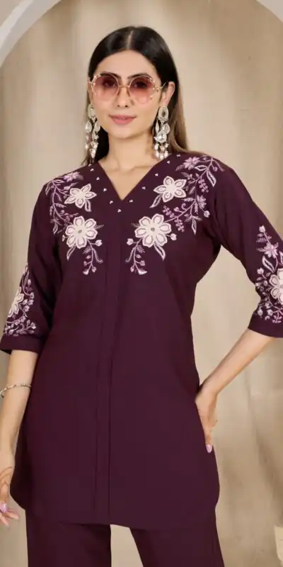DIVA 169 Wine Colour Rayon Cotton Kurti with Embroidery Work. Introductory Price ₹1999. Delivery 4-6 Working Days. Shop now. | Kurti, Bollywood Kurti, Creative Kurtis, Designer Kurti, Party Wear Kurti, Selfie Kurti