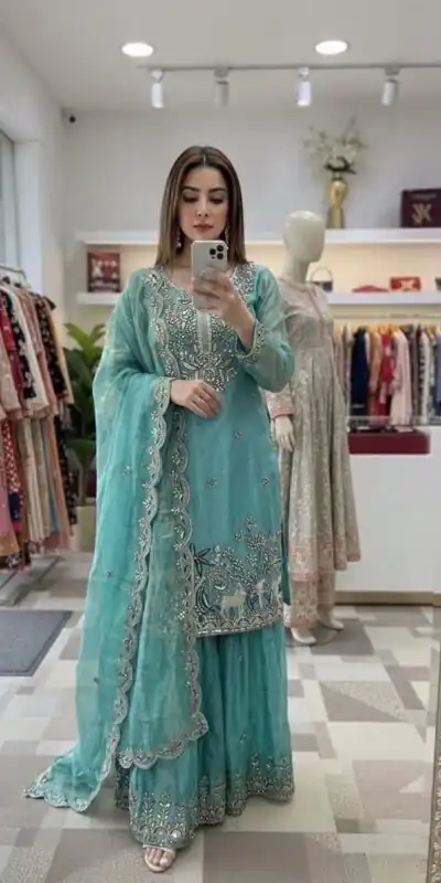 WW 1280 Blue Fendy Silk Salwar Suitwith Embroidery Work & Lace Work. Now at just ₹2449. Delivery 4-6 Working Days. Shop now. | Jump Suits, Salwar suit, Casual Suits, Creative suits, Designer Suits, Palazzo Suits, Party Wear Suits, Patiala Suits, Straight Suits