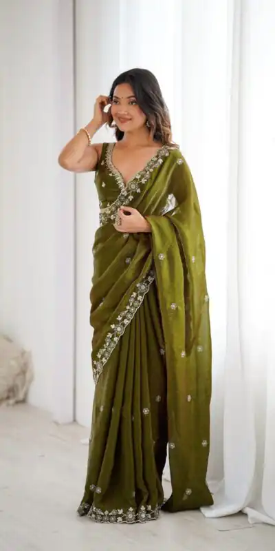 SP 61 Mehandi Color Fendy Silk Saree With Sequins Work. Wedding, Party, Festive, Events Get it for ₹2149. Delivery 4-6 Working Days. Online Best Shop now. | Sarees, Bollywood Sarees, Creative Sarees, Designer Sarees, Embroidered Sarees, Ethnic Saree, Modern Digital sarees, Party Wear Sarees