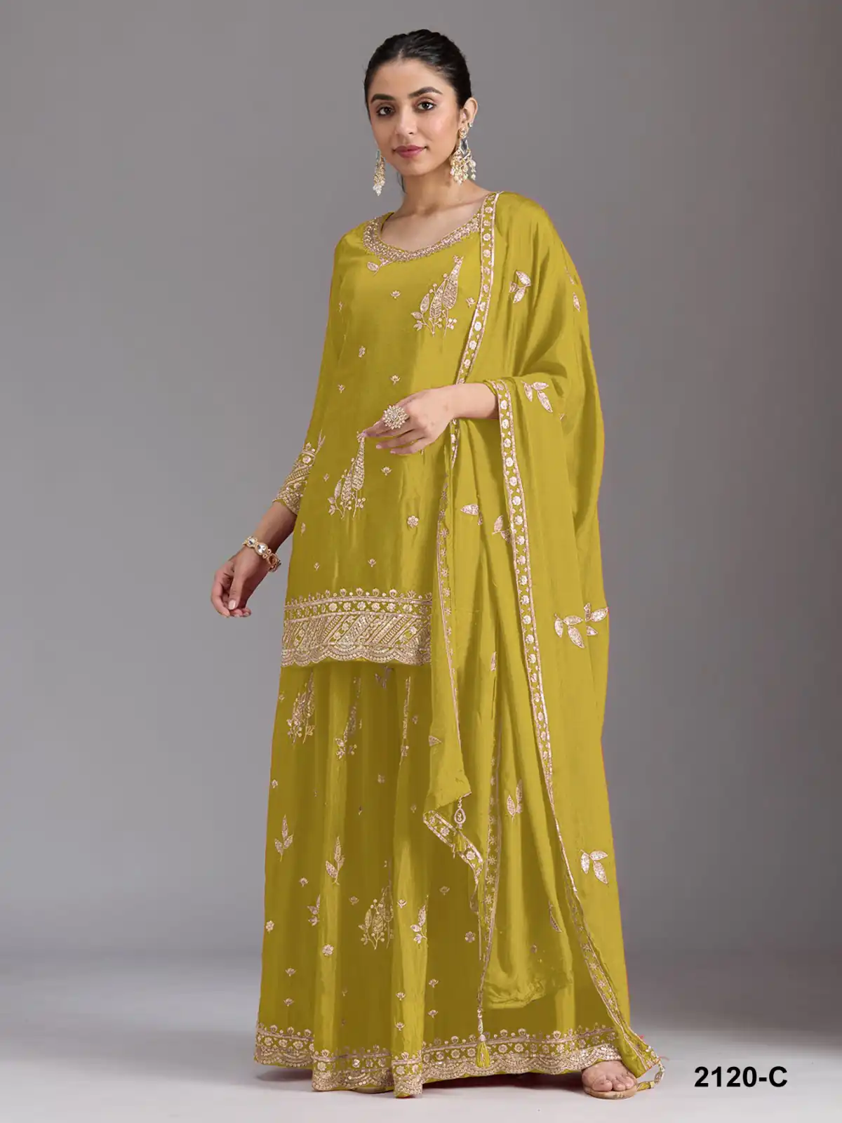 FC 2120 Mustered Color chinon Print Silk with Dall Crepe Sharara Suit Wedding, Party, Festive, Events Etc.  Expected Delivery 4-6 Working Days @2399/- | Jump Suits, Salwar suit, Casual Suits, Creative suits, Designer Suits, Palazzo Suits, Party Wear Suits, Patiala Suits, Straight Suits