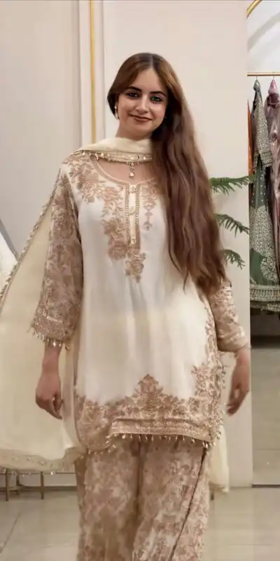 SR 1720 Off White Faux Georgette Salwar Suit with Mirror Work & Embroidery Work. Get it for ₹2549. Delivery 4-6 Working Days. Shop now. | Jump Suits, Salwar suit, Casual Suits, Creative suits, Designer Suits, Palazzo Suits, Party Wear Suits, Patiala Suits, Straight Suits