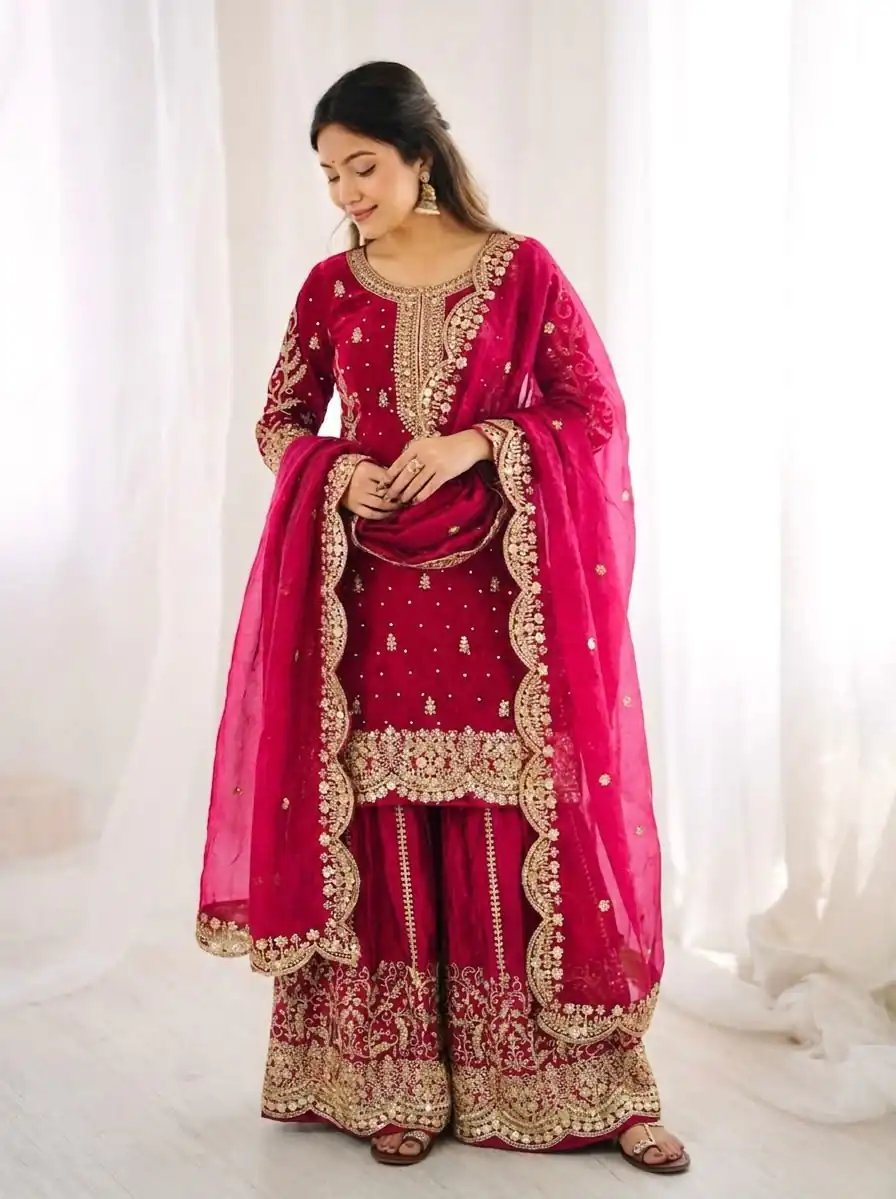 ZSR 3167 Pink Fendy Silk Salwar Suitwith Embroidery Work & Lace Work. Now at just ₹2149. Delivery 4-6 Working Days. Shop now. | Jump Suits, Salwar suit, Casual Suits, Creative suits, Designer Suits, Palazzo Suits, Party Wear Suits, Patiala Suits, Straight Suits