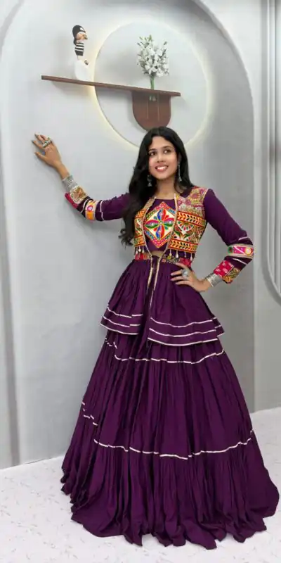 Ram 120 Wine in Pure Cotton Mirror Work & Gamthi Work Lehenga Choli . Exclusive Offer ₹3049. Delivery 4-6 Working Days. Shop now. | Lehenga, Bollywood Lehenga, Creative Lehenga, Designer Lehenga, Embroidered Lehenga, Party Wear Lehenga