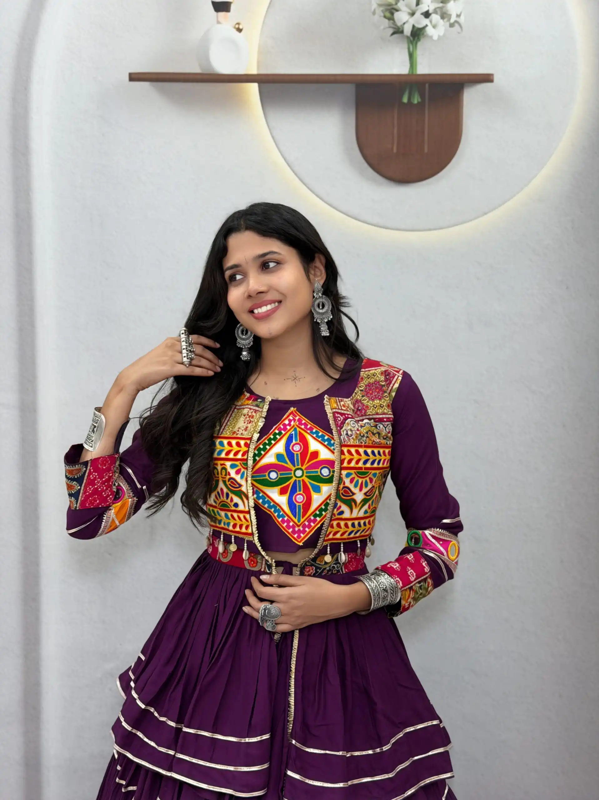 Ram 120 Wine in Pure Cotton Mirror Work & Gamthi Work Lehenga Choli . Exclusive Offer ₹3049. Delivery 4-6 Working Days. Shop now. | Lehenga, Bollywood Lehenga, Creative Lehenga, Designer Lehenga, Embroidered Lehenga, Party Wear Lehenga
