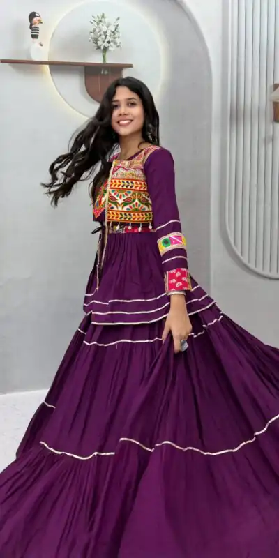 Ram 120 Wine in Pure Cotton Mirror Work & Gamthi Work Lehenga Choli . Exclusive Offer ₹3049. Delivery 4-6 Working Days. Shop now. | Lehenga, Bollywood Lehenga, Creative Lehenga, Designer Lehenga, Embroidered Lehenga, Party Wear Lehenga
