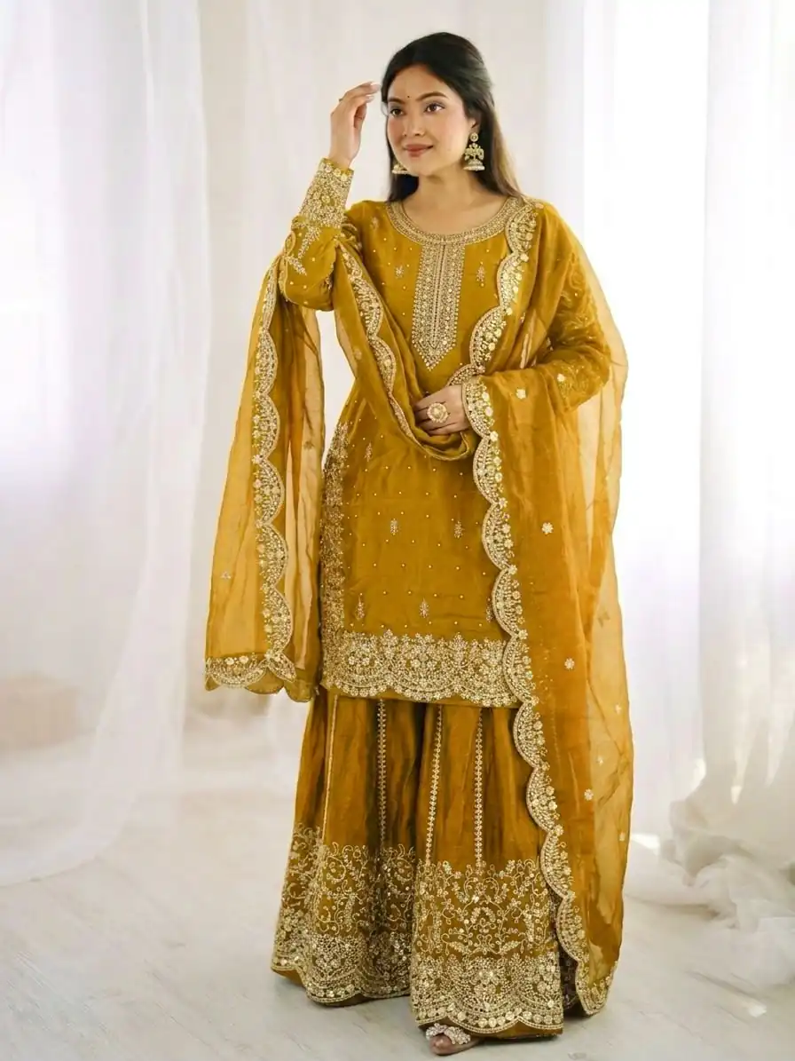 ZSR 3167 Yellow Fendy Silk Salwar Suitwith Embroidery Work & Lace Work. Now at just ₹2149. Delivery 4-6 Working Days. Shop now. | Jump Suits, Salwar suit, Casual Suits, Creative suits, Designer Suits, Palazzo Suits, Party Wear Suits, Patiala Suits, Straight Suits