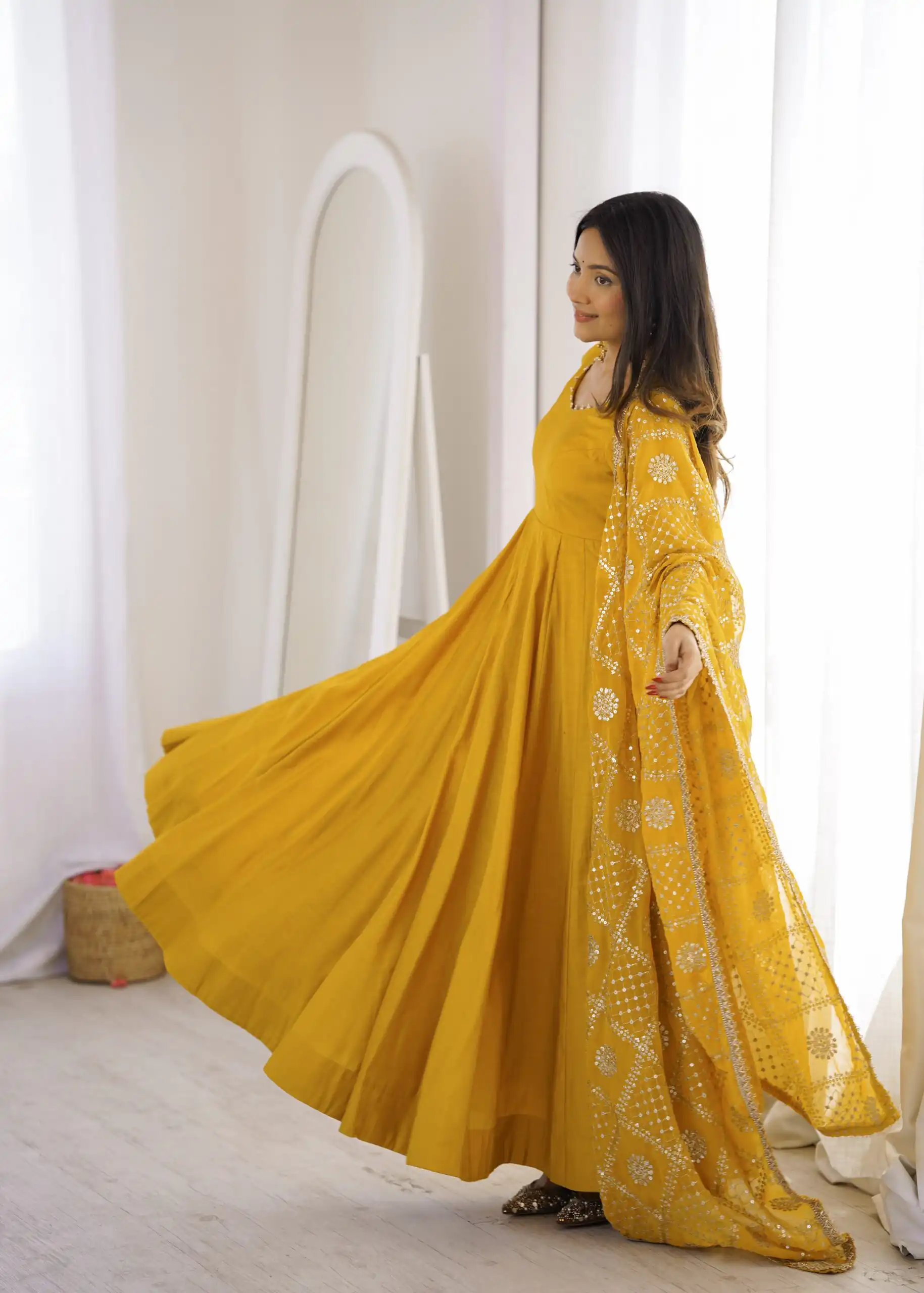 KB 313 Yellow Anarkali Suit with Thread Embroidery & Embroidery Work. Special Price ₹2299. Delivery 4-6 Working Days. Shop now. | Anarkali Suits, Bollywood Anarkali, Creative-Anarkali, Designer Anarkali, Embroidered Anarkali, Party Wear Anarkali