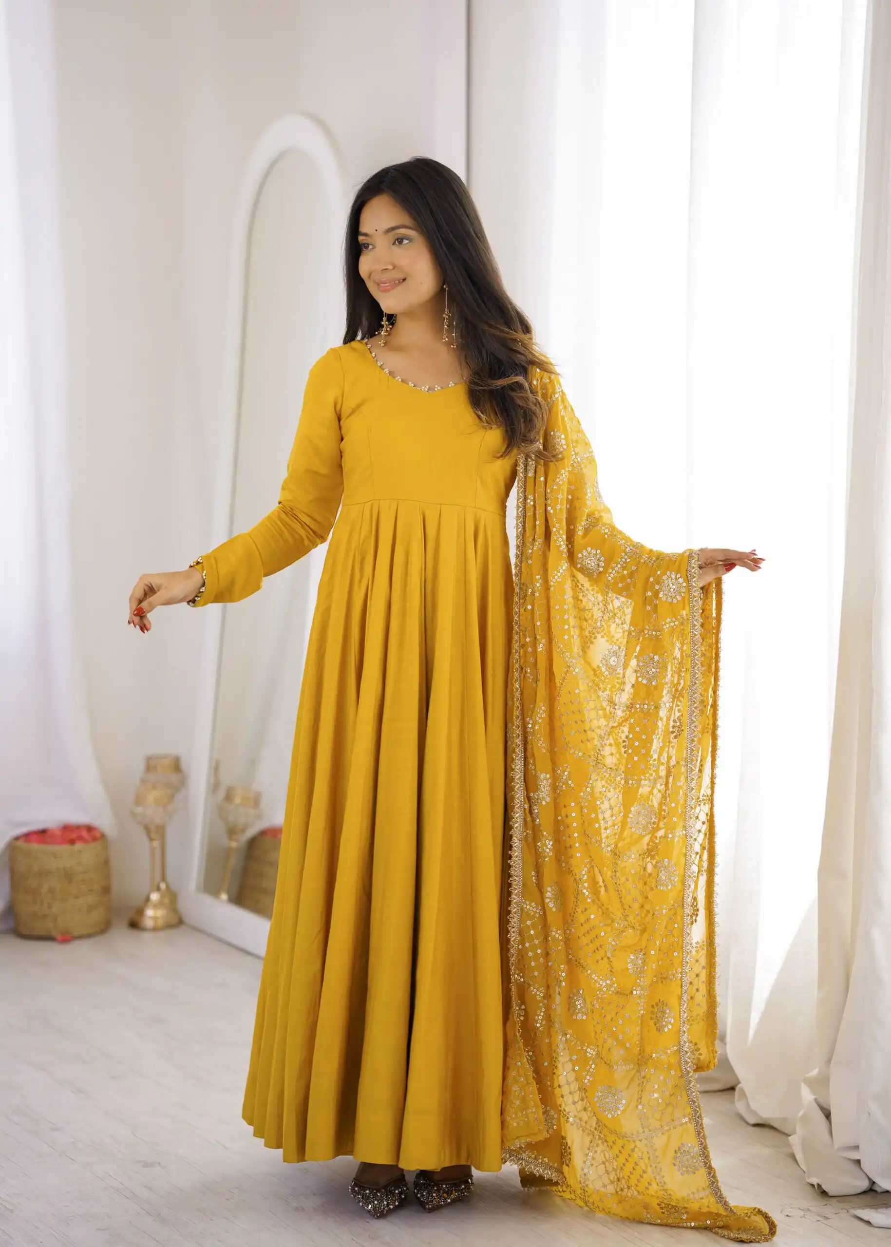 KB 313 Yellow Anarkali Suit with Thread Embroidery & Embroidery Work. Special Price ₹2299. Delivery 4-6 Working Days. Shop now. | Anarkali Suits, Bollywood Anarkali, Creative-Anarkali, Designer Anarkali, Embroidered Anarkali, Party Wear Anarkali