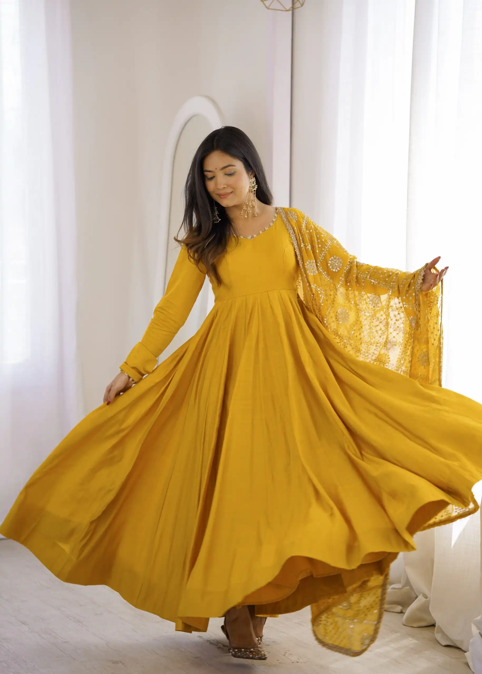 KB 313 Yellow Anarkali Suit with Thread Embroidery & Embroidery Work. Special Price ₹2299. Delivery 4-6 Working Days. Shop now. | Anarkali Suits, Bollywood Anarkali, Creative-Anarkali, Designer Anarkali, Embroidered Anarkali, Party Wear Anarkali