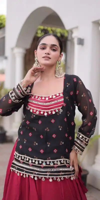 KA 5076 Black Rayon Embroidery Work & Cowrie Work Lehenga Choli . Grab it for ₹2749. Delivery 4-6 Working Days. Shop now. | Lehenga, Bollywood Lehenga, Creative Lehenga, Designer Lehenga, Embroidered Lehenga, Party Wear Lehenga