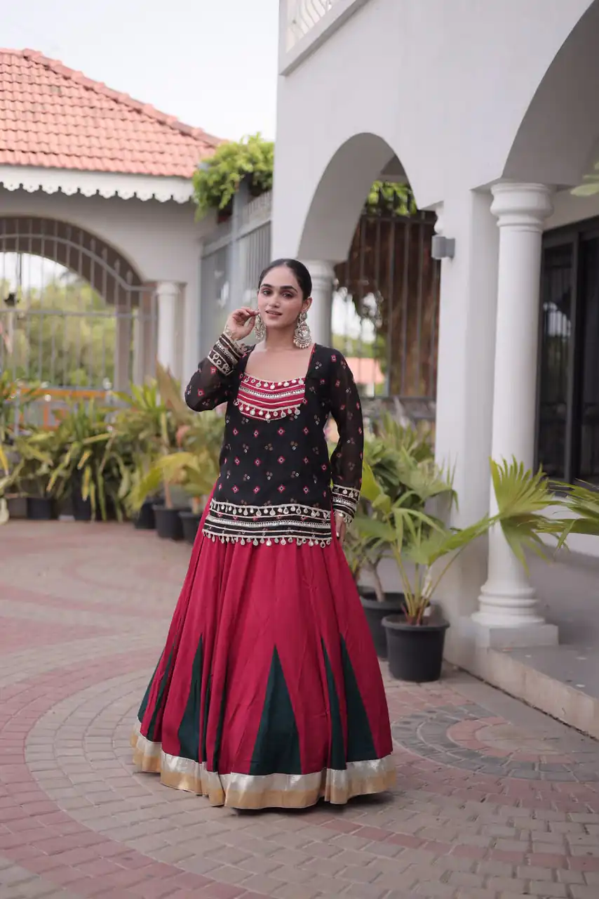 KA 5076 Black Rayon Embroidery Work & Cowrie Work Lehenga Choli . Grab it for ₹2749. Delivery 4-6 Working Days. Shop now. | Lehenga, Bollywood Lehenga, Creative Lehenga, Designer Lehenga, Embroidered Lehenga, Party Wear Lehenga