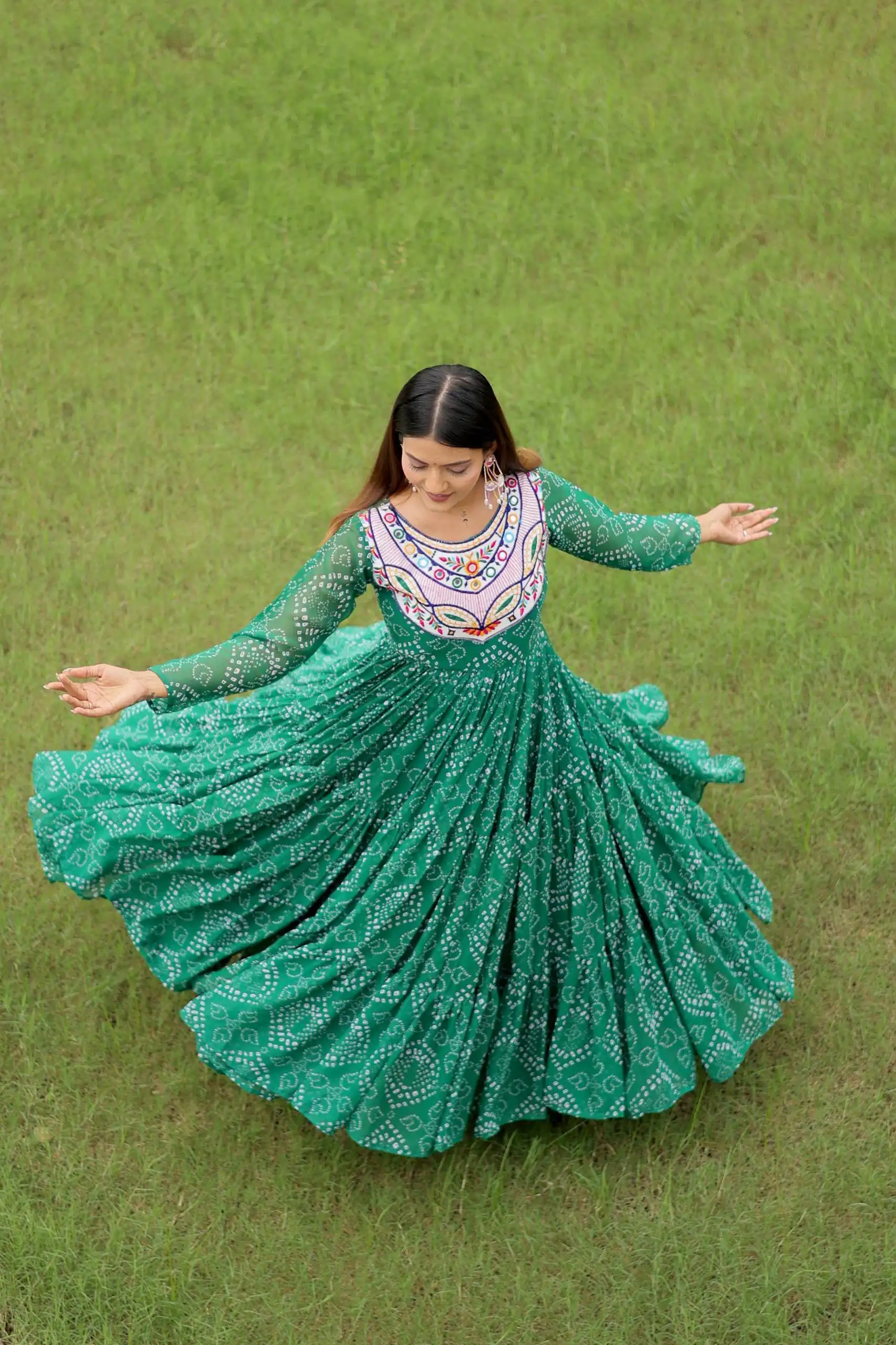 Ram 130 Green in Colour Faux Georgette Bandhani Print Work Gown. Available at ₹1749 only. Delivery 4-6 Working Days. Shop now. | Gowns, Bollywood Gowns, Creative Gowns, Designer Gowns, Embroidered Gowns, Party Wear Gowns