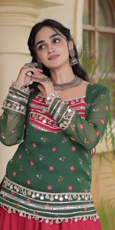 KA 5076 Green Rayon Embroidery Work & Cowrie Work Lehenga Choli . Grab it for ₹2749. Delivery 4-6 Working Days. Shop now. | Lehenga, Bollywood Lehenga, Creative Lehenga, Designer Lehenga, Embroidered Lehenga, Party Wear Lehenga