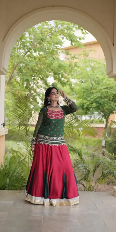 KA 5076 Green Rayon Embroidery Work & Cowrie Work Lehenga Choli . Grab it for ₹2749. Delivery 4-6 Working Days. Shop now. | Lehenga, Bollywood Lehenga, Creative Lehenga, Designer Lehenga, Embroidered Lehenga, Party Wear Lehenga