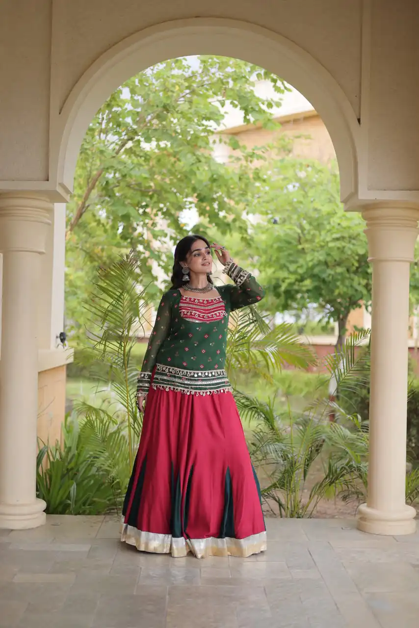 KA 5076 Green Rayon Embroidery Work & Cowrie Work Lehenga Choli . Grab it for ₹2749. Delivery 4-6 Working Days. Shop now. | Lehenga, Bollywood Lehenga, Creative Lehenga, Designer Lehenga, Embroidered Lehenga, Party Wear Lehenga