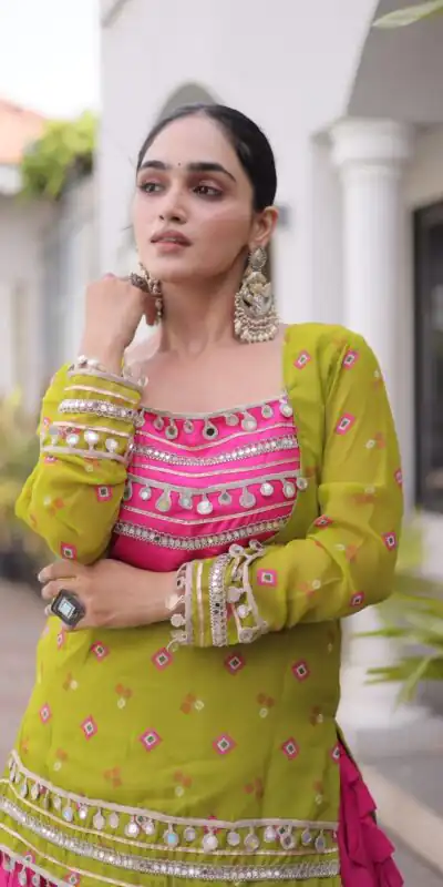 KA 5076 Mahendi Rayon Embroidery Work & Cowrie Work Lehenga Choli . Grab it for ₹2749. Delivery 4-6 Working Days. Shop now. | Lehenga, Bollywood Lehenga, Creative Lehenga, Designer Lehenga, Embroidered Lehenga, Party Wear Lehenga